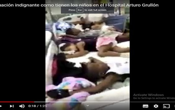 En Hospital Arturo Grullón no hay camas sino depósitos de niños; Hasta cinco en una; Vídeo