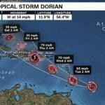 Centro de la tormenta Dorian gira hacia Puerto Rico y afectará a la RD; Tampa Bay dentro del cono