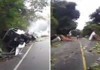 Camión que provocó triple accidente con dos iguales les fallaron los frenos; Vídeo