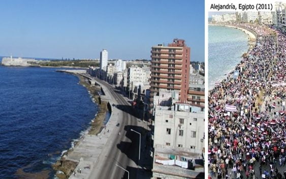 Imagen no es el malecón de La Habana es una movilización en Alejandría, Egipto; Vídeo