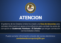 Estados Unidos lanzó «línea de denuncias» para recibir información sobre corrupción en El Salvador, Guatemala y Honduras
