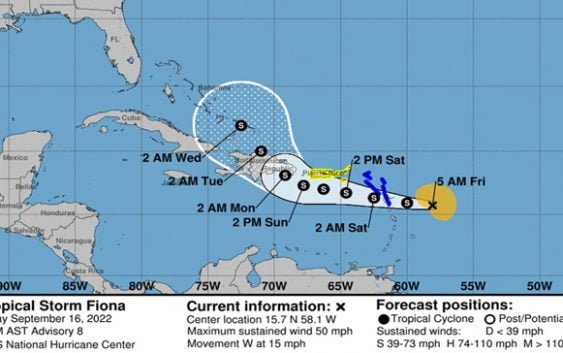 NHC: Tormenta Fiona a cientos de millas de Guadalupe; Alerta Sotavento, PR y RD: Un sistema hacia Bermuda