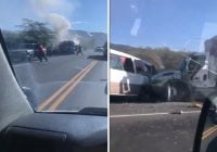 Impactante tragedia en RD: Minibus se incendia y es impactado por camión; Varias personas carbonizadas; Vídeos
